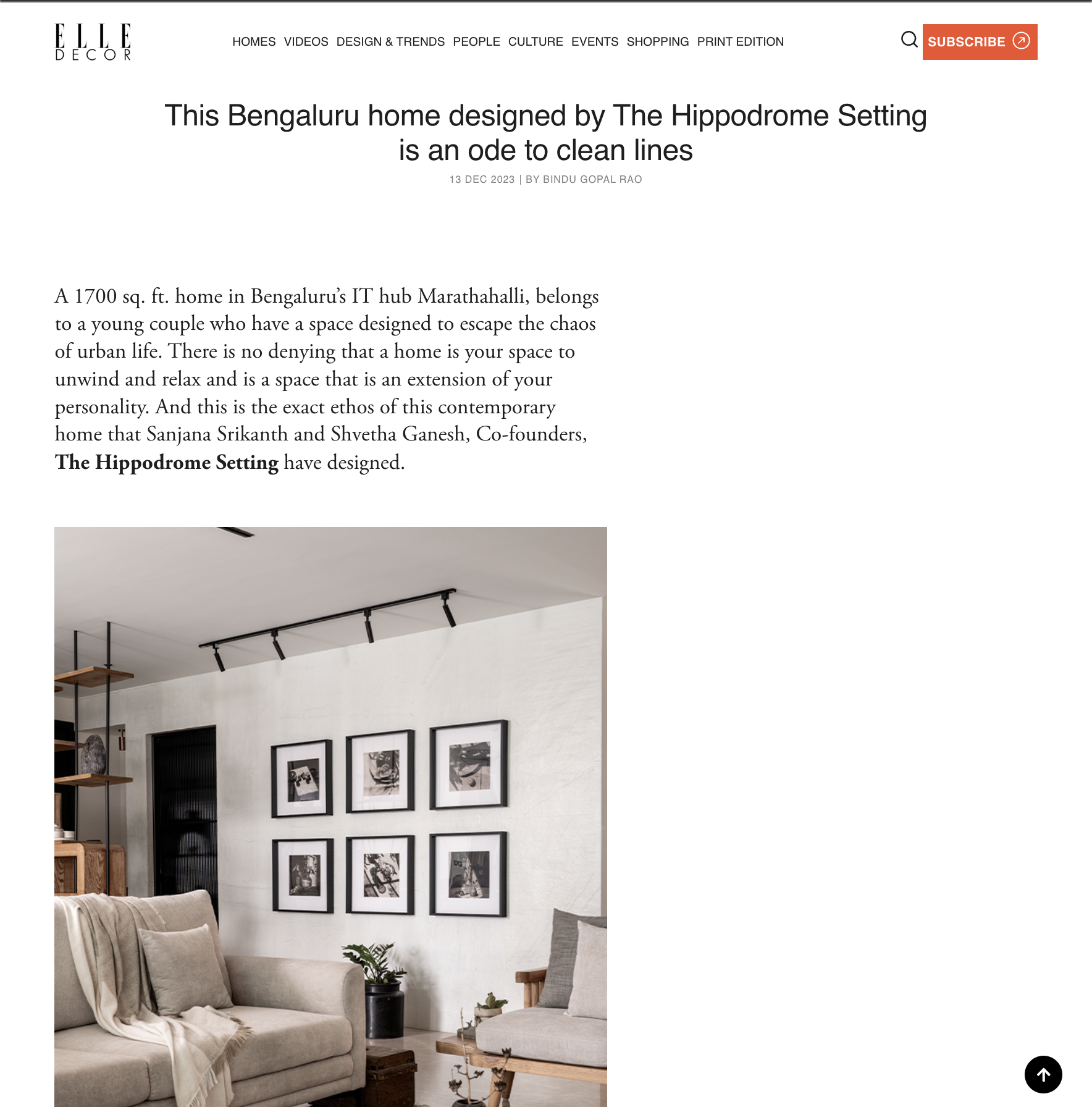 Elle Decor — This Bengaluru home is an ode to clean lines